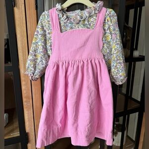 Smockingbird matching set pinafore dress long sleeve top floral corduroy toddler